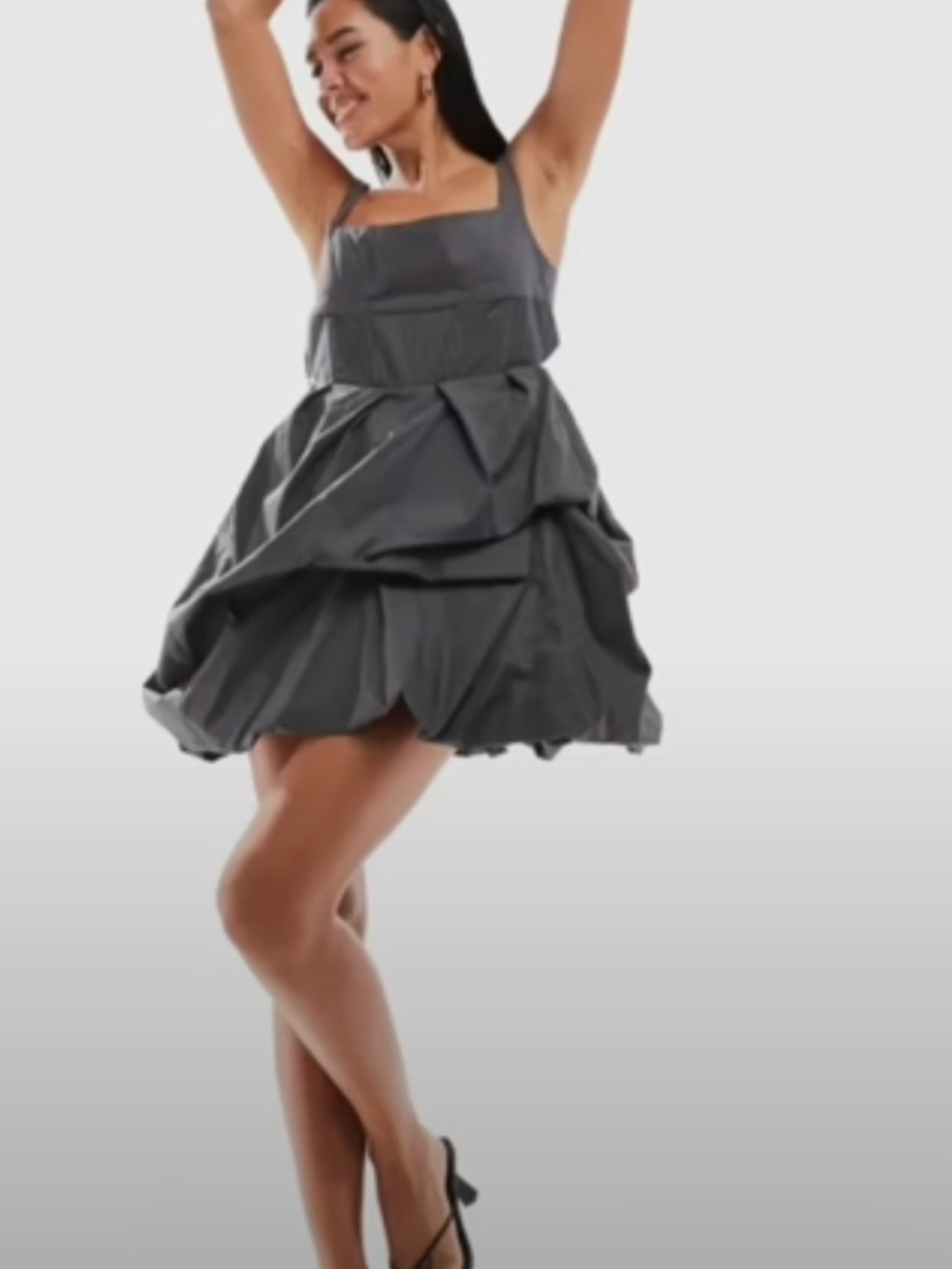 ASOS Charcoal Gray Bubble Mini Dress